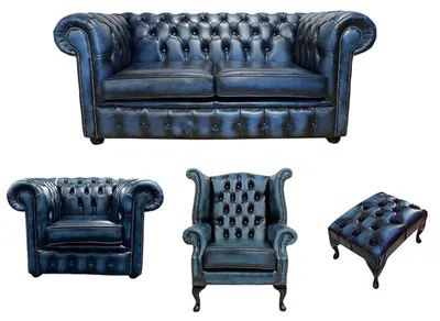 Produktbild von Sofagarnitur Chesterfield Design Set Polster Couch Garnituren Leder Ohrensessel