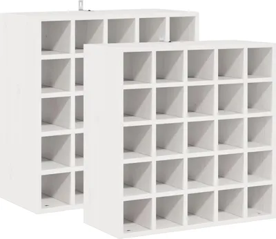 Produktbild von vidaXL Weinregal 2 pcs Weiß 56 x 25 x 56 cm Massives Kiefernholz