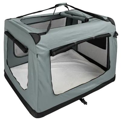 Produktbild von Faltbare Hundebox Transporttasche Transportbox Auto Katze Hunde Kaninchen Dunkelgrau Große Kleine Box Bag Klein Auto Tasche Transport 7 Größen S - XXXXL Petigi, Größe:XXXL (101 x 68 x 70 cm)