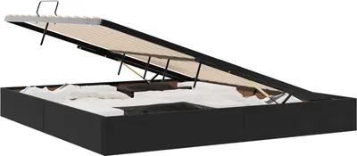 Produktbild von Ottoman Bettgestell mit Speicher Schwarz 200 x 200 cm Samt