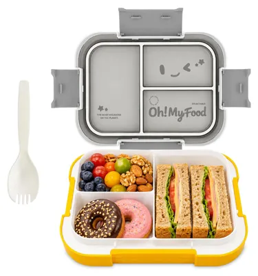 Productafbeelding van Lunchbox - Met 3 compartimenten en een roestvrijstalen binnenkant, inclusief bestekvak - 720 ml - Kleur 5