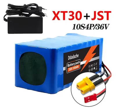 Produktbild von Lithium-Ionen-Akku - 10S4P 36V 100Ah/100000mAh Akkupack - Mit BMS - XT30 + JST Stecker - Für E-Bike & E-Scooter - Ladegerät inklusive