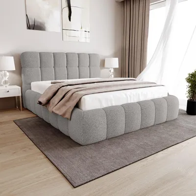 Produktbild von BEAUTYSOFA | Doppelbett CLEO 180x200 cm, Polsterbett mit Bettkasten, Matratze & Topper, Grau