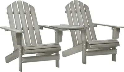 Produktbild von The Living Store Adirondack-Gartenstühle mit Tisch Massivholz Tanne Grau