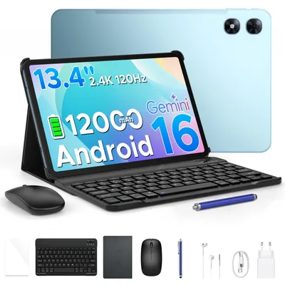 Produktbild von P13 Pro 4G LTE Dual-SIM Tablet Android 16, 13.4" 2.4K+120Hz, 48GB(12+36)RAM+256GB ROM(2TB TF),12000mAh,Widevine L1,Gemini AI–mit Tastatur,Maus,Stift