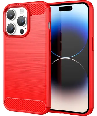 Produktbild von Mobigear Brushed Slim Schutzhülle für iPhone 15 Pro Max, flexibles TPU-Rückseitenetui – Rot