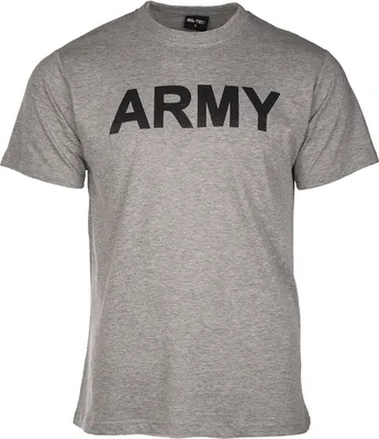 Produktbild von Hautfreundliches T-Shirt grau XL aus Single Jersey Baumwolle-Viskose mit ARMY Aufdruck