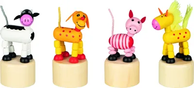 Image de goki Figurines à agiter Animaux 10cm bois 4f 12=Displ