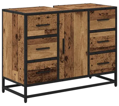 Image de Cabinet de salle de bain avec porte Bois Ancien 80 x 33 x 60 cm