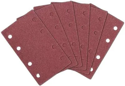 Imagen del producto de 80 x 133 mm, papel de lija con 8 orificios, grano 120, para lijadora excéntrica, apto para madera y trabajos de pintura