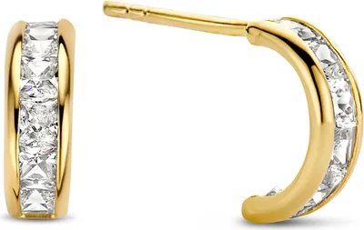 Produktbild von New Bling 9NBG-0396 Gouden Oorknopjes - Dames - Halve Oorring - 8,3 x 2,8 mm - 14 Karaat - Goud