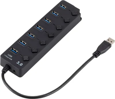 Produktbild von USB 3.0 HUB Splitter 7 Ports mit Ein- / Ausschaltern High Speed 5Gbps Micro Multiple USB Port Expander für PC Computer
