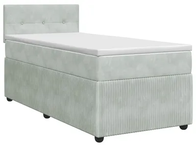 Produktbild von vidaXL Boxspringbett mit Matratze Hellgrau 90 x 190 cm Samt