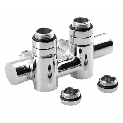 Image de TWIN COMBI Garniture de raccordement pour radiateur de salle de bains pour raccord central, droite, 50mm, chrome