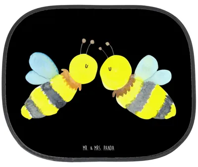 Produktbild von Mr. & Mrs. Panda Sonnenschutz Auto Biene Liebe - Schwarz - Geschenk, Sonnenblende, fenster, Seitlicher, für, saugnapf