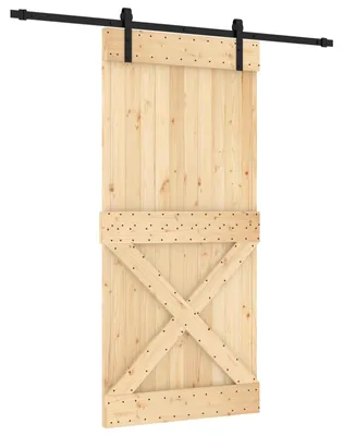 Produktbild von Schiebetür Natürlich und Schwarz 95 x 210 cm Massivkiefer