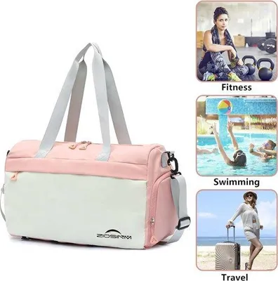 Produktbild von Wasserdichte Sporttas 35l rosa mit Schuhfach und Tragegriff