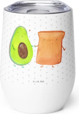 Produktbild von Mr. & Mrs. Panda thermosbecher Avocado Toast - Weiß - Geschenk, Reisebecher, kaffee tasse, Thermobecher, Toastbrot, Thermo Becher, Pärchen, edelstahl, Liebe, Hochzeit