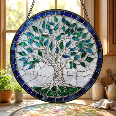 Immagine prodotto di Vetro colorato, decorazione a forma di Albero della Vita, 20x20 cm