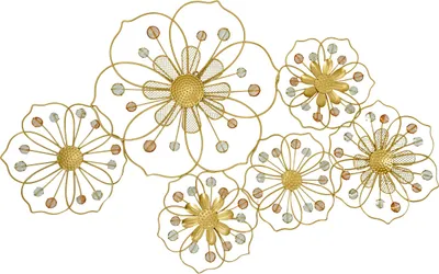 Produktbild von abc HOME | Wanddeko Blumen | goldfarben| Metall | 81 cm B