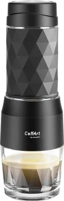 Obrázek produktu pro Espresso kávovar, přenosný, ruční ovládání, černý, EU