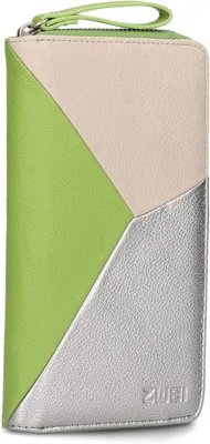 Produktbild von Damen Geldbörse 20x11 cm aus hochwertigem Kunstleder im Tricolor-Design mit Reißverschluss, 12 Kartenfächern, Münzfach, Sichtfach und Scheinfächern XL