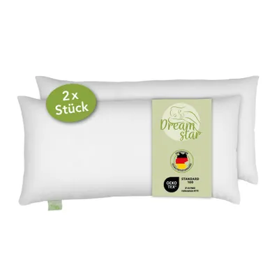 Immagine prodotto di set di 2 cuscini in microfibra ecologica | 40 x 80 cm | DREAMSTAR Eco | Adatto a chi soffre di allergie