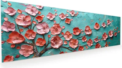 Produktbild von Glasbild 120x40cm in XXL für Wohnzimmer, Schlafzimmer Motiv Blütenbaum Kunst