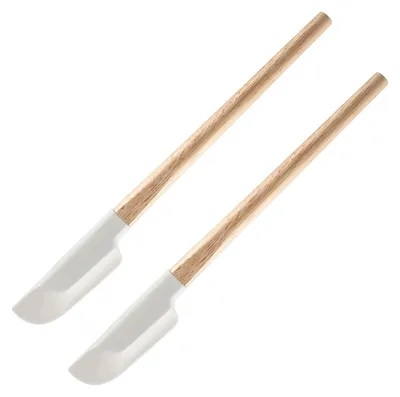 Produktbild von 2 Stš¹ck Silikon Spatel Klein,Teigschaber Klein Schmal Kš¹che,Silikon Spachtel Mit Holzgriff,Kleine Schaber Schmal,Kš¹chenschaber Flexibel,fš¹r Backen Mischen Kochen Rš¹hrwerkzeuge