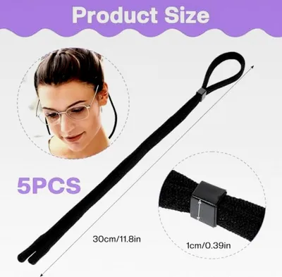 Produktbild von Hecila 5 Stück Sportbrillenbänder Rutschfeste Brillenhalterungen mit Verstellbarer Kordel für Outdoor Aktivitäten wie Wandern, Laufen, Schwimmen und Skifahren