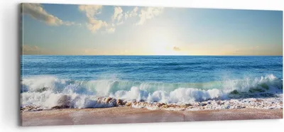 Produktbild von Bild auf Leinwand - Leinwandbild - Meer Ufer Wasser - 100x40cm - Wand Bild - Wanddeko - Wandbilder - Leinwanddruck - Bilder - Kunstdruck - Wanddekoration - Leinwand bilder - Wandkunst - AB100x40-3551