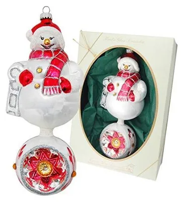 Glas-Doppelschneemann Christbaumschmuck 20 cm