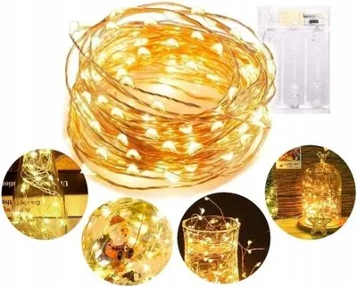 Image de GUIRLANDE LUMINEUSE 50 LED à piles, fil métallique coloré GUIRLANDE POUR DÉCORATION RGB 5 M