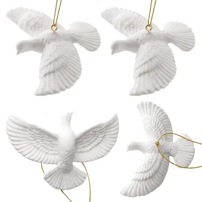 4 Acryl-Tauben Christbaumschmuck, Weiße Tauben Dekoration