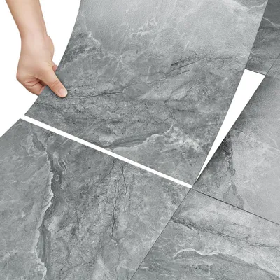 Obrázek produktu pro Samolepicí PVC podlahová krytina, betonový vzhled, šedá barva, rozměr 30x30 cm, 4 kusy