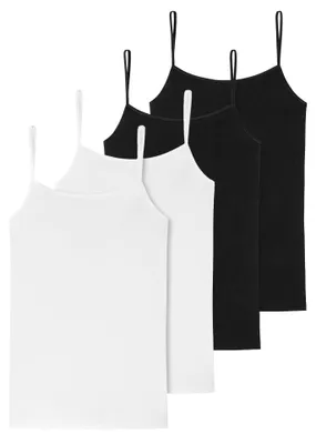 Produktbild von Schiesser Damen Spaghettitop 4-Pack 95/5 Organic Baumwolle - schwarz-weiss - Größe 38