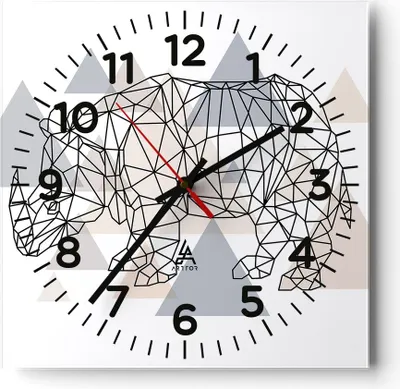 Produktbild von Wanduhr - Quadrat - Glasuhr - Tier Abstraktion - 40x40cm - Schleichendes Uhrwerk - Lautlos - zum Aufhängen bereit - Dekoration Modern - Wanddekoration aus Glas - C4AC40x40-4060