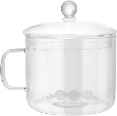 Produktbild von 1.5L Glas Kochtopf mit Deckel Seitengriff für Suppe und Schmorbraten – Ideal für Kochen. Suppe und Familienküche