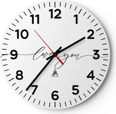 Produktbild von Wanduhr - Rund - Glasuhr - Ich liebe dich handschriftlich - 40x40cm - Schleichendes Uhrwerk - Lautlos - zum Aufhängen bereit - Dekoration Modern - Wanddekoration aus Glas - C4AR40x40-4644