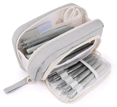 Image de Trousse spacieuse à 3 compartiments, idéale pour l'école et le bureau.