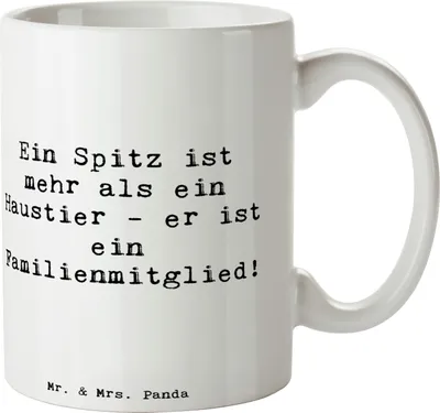 Produktbild von Mr. & Mrs. Panda Kaffeebecher Spruch Spitz Familienmitglied - Weiß - Geschenk, Kaffeetasse, besondere Beziehung, Lebensfreude, Teetasse, Becher, Keramikbecher, Tasse