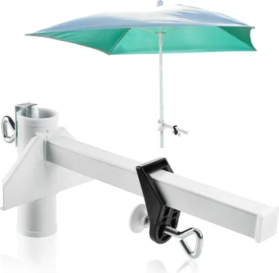 Produktbild von com-four® Sonnenschirm-Halterung aus pulverbeschichtetem Metall - Balkon-Halterung für Sonnenschirme - Schirmständer für breite Balkongeländer, Wände und Brüstungen