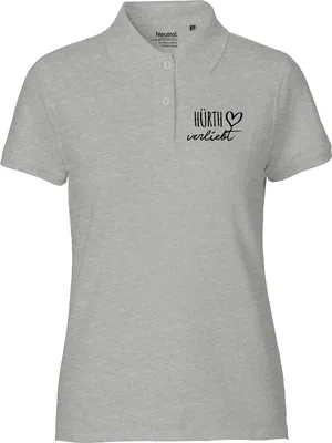 Produktbild von Huuraa Damen Polo Shirt Hürth verliebt L Sport Grey Bio Baumwolle Fairtrade Poloshirt Geschenkidee