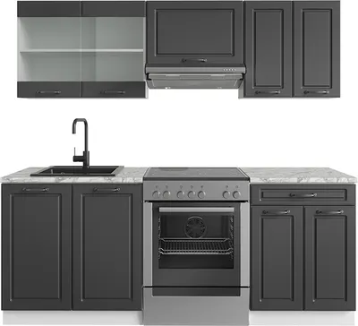 Produktbild von Küche  Vicco R-Line Anthrazit Landhaus/Weiß 200 cm ohne Arbeitsplatte, Model 37253