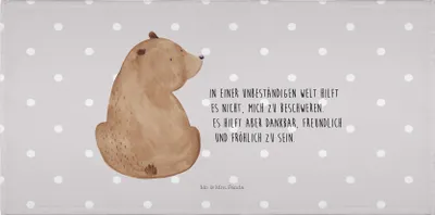 Produktbild von Mr. & Mrs. Panda Handtuch Bär Schulterblick - Grau Pastell - Geschenk, Selbstachtung, Motivation, 50x100, Teddy, Flauschtuch, gesichtshandtuch, Weisheit, Bären