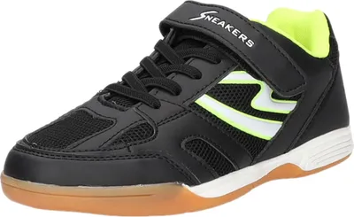 Produktbild von Sneakers Kinder-Sportschuh-Indoorschuh-Hallenschuh Schwarz-Weiß-Gelb, Farbe:schwarz, EU Größe:35