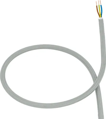 Produktbild von Textilkabel Grau 1 m, 0.6 cm Durchmesser, 1.5 mm² Querschnitt für DIY-Beleuchtung