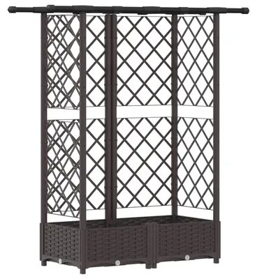Produktbild von Hochbeet mit Rankgitter und Dach Braun 124 x 40 x 123 cm PP