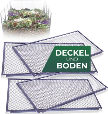 Produktbild von Novatool Garten-Komposter Deckel und Boden, Komposter mit erweiterbarem Stecksytem, pulverbeschichteter Metallkomposter mit 1000 Liter Volumen, Kompost Kompostgitter Kompostkiste  Rasenkomposter