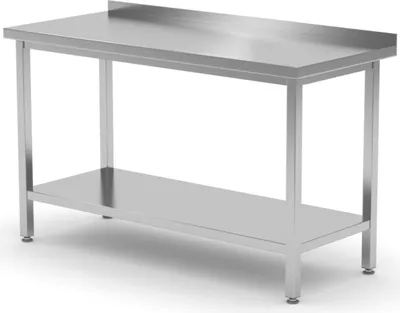 Zdjęcie produktu dla Stół Gastronomiczny Przyścienny Z Rantem I Półką 100X70X85 Cm - Hendi 812723